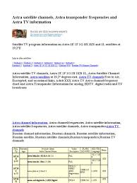 Astra Satellite Channels | PDF | Satellite Television | High ...